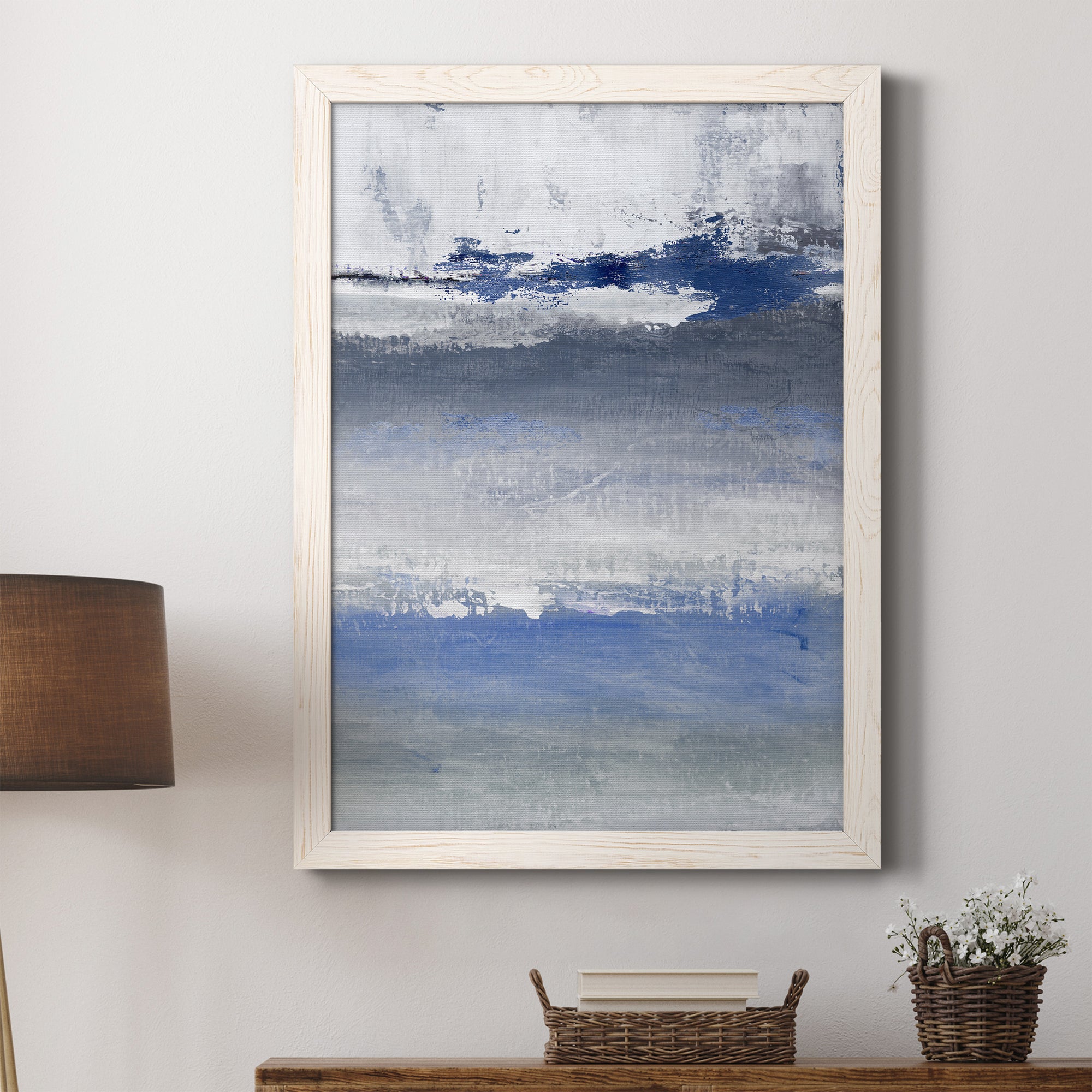 Soft Solace Indigo - Premium Canvas Framed in Barnwood - Ready to Hang