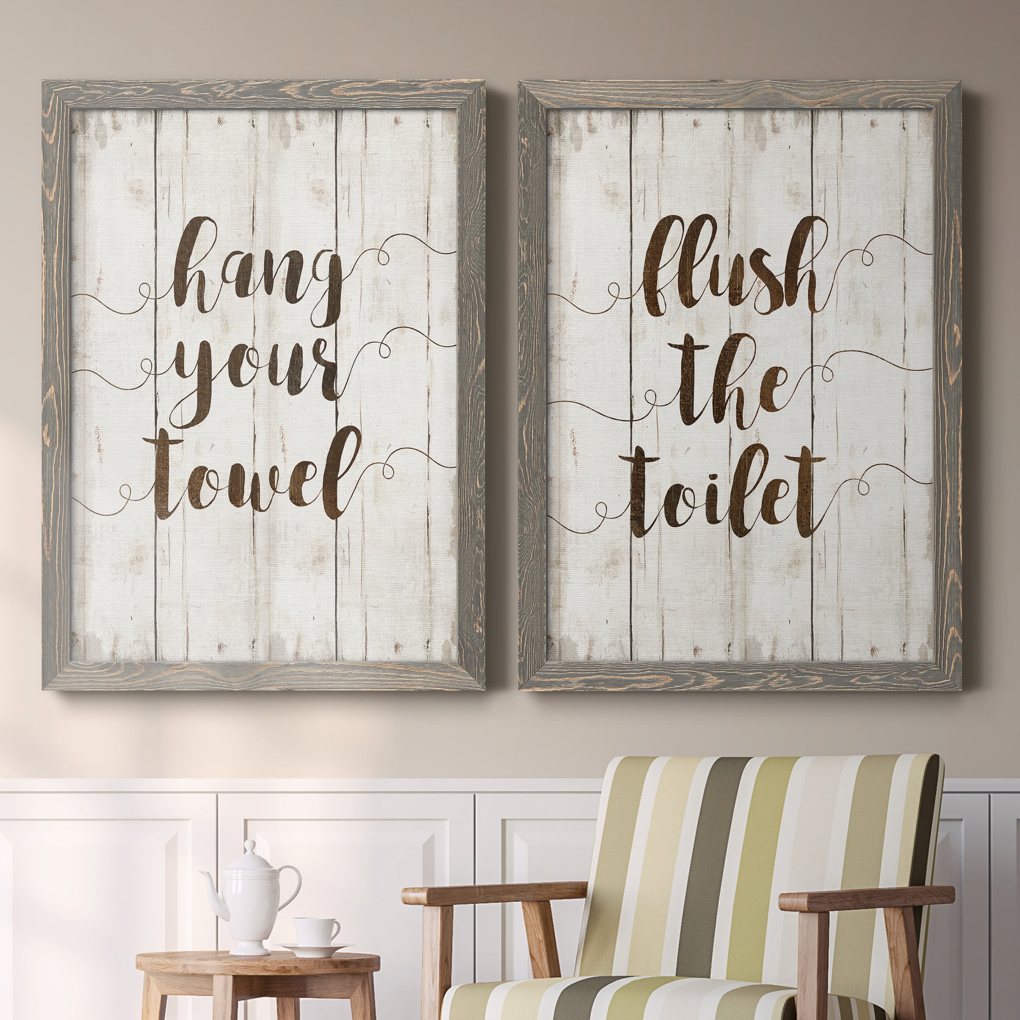 Hang Your Towel- Premium Framed Canvas in Barnwood - Ready to Hang