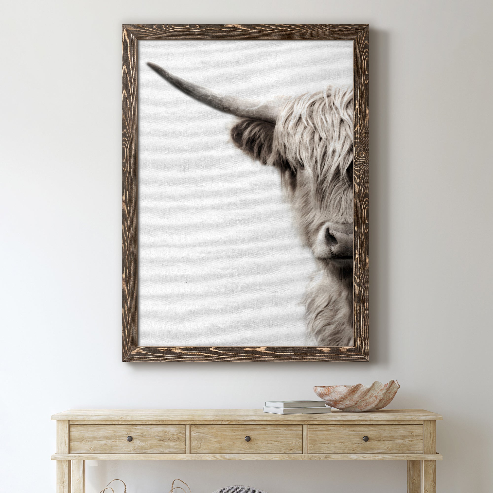 Highland Cattle - Premium Canvas Framed in Barnwood - Ready to Hang