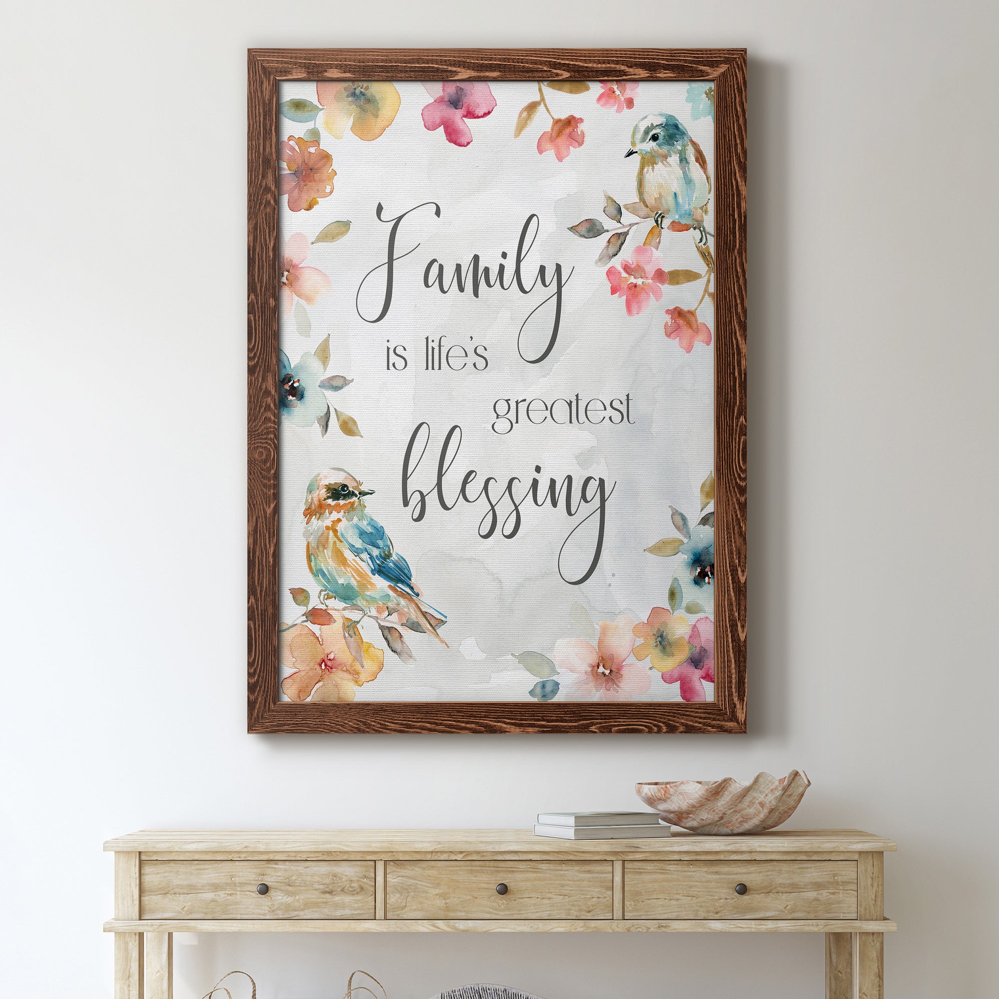Spring Bird Blessing - Premium Canvas Framed in Barnwood - Ready to Hang