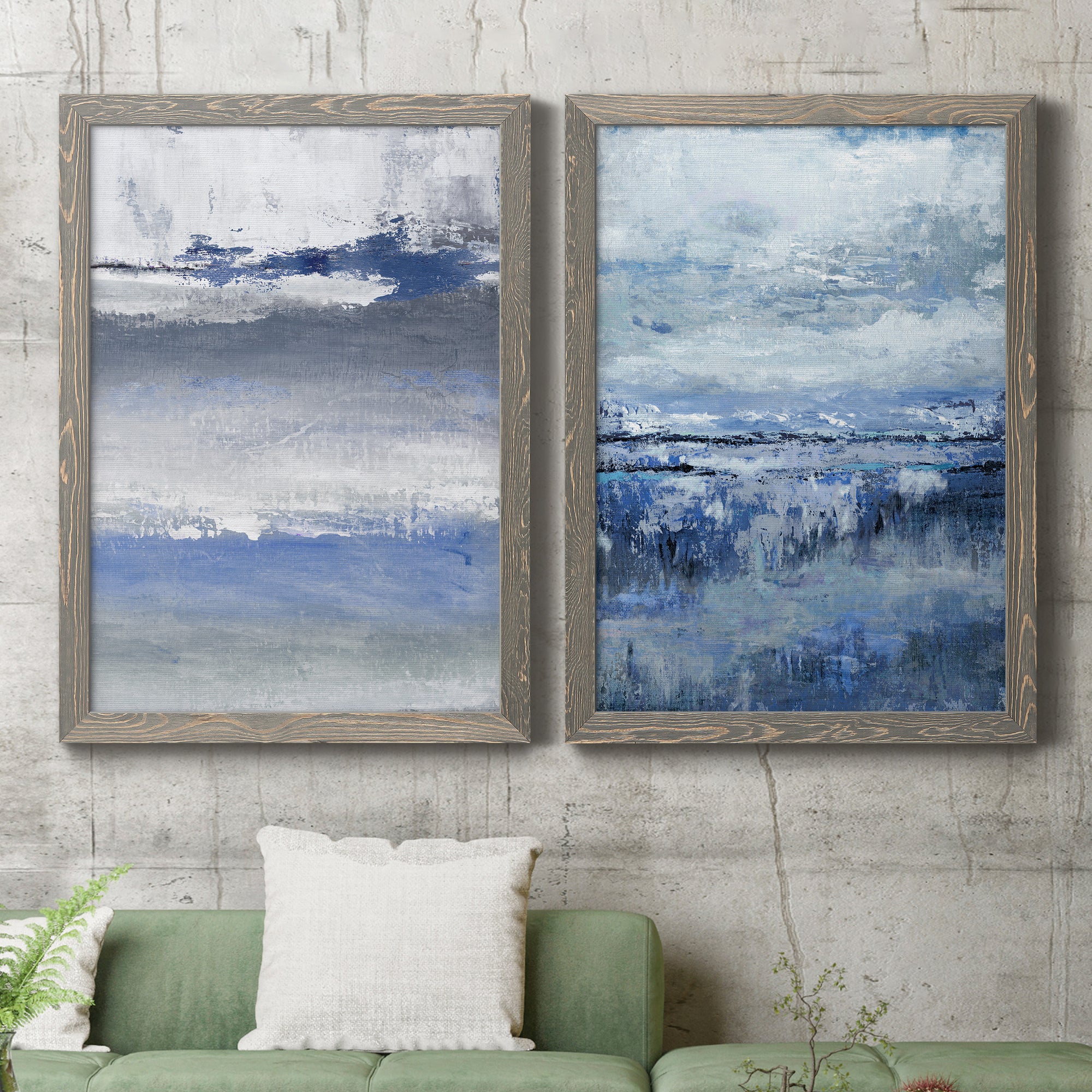 Soft Solace Indigo- Premium Framed Canvas in Barnwood - Ready to Hang