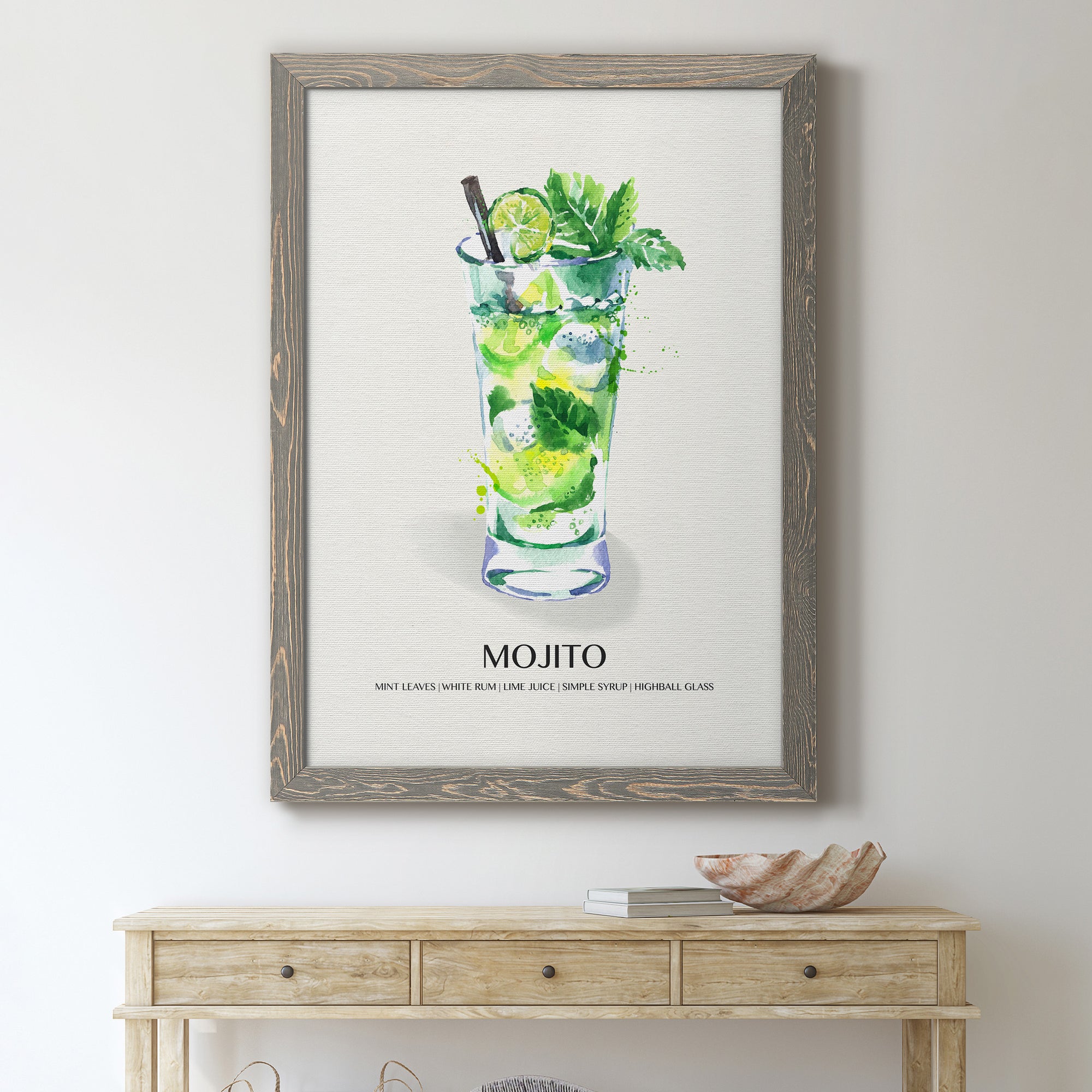 Mojito - Premium Canvas Framed in Barnwood - Ready to Hang