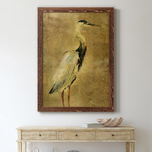 Gold Crane at Dusk I - Premium Canvas Framed in Barnwood - Ready to Hang