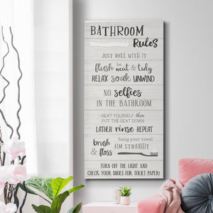Bathroom Rules - Premium Gallery Wrapped Canvas - Ready to Hang