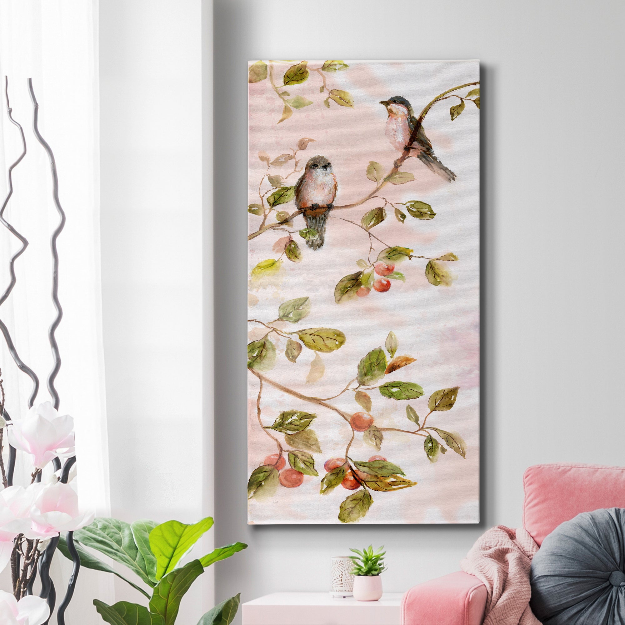 Blushing Birds I - Premium Gallery Wrapped Canvas - Ready to Hang