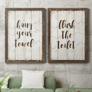 Hang Your Towel- Premium Framed Canvas in Barnwood - Ready to Hang