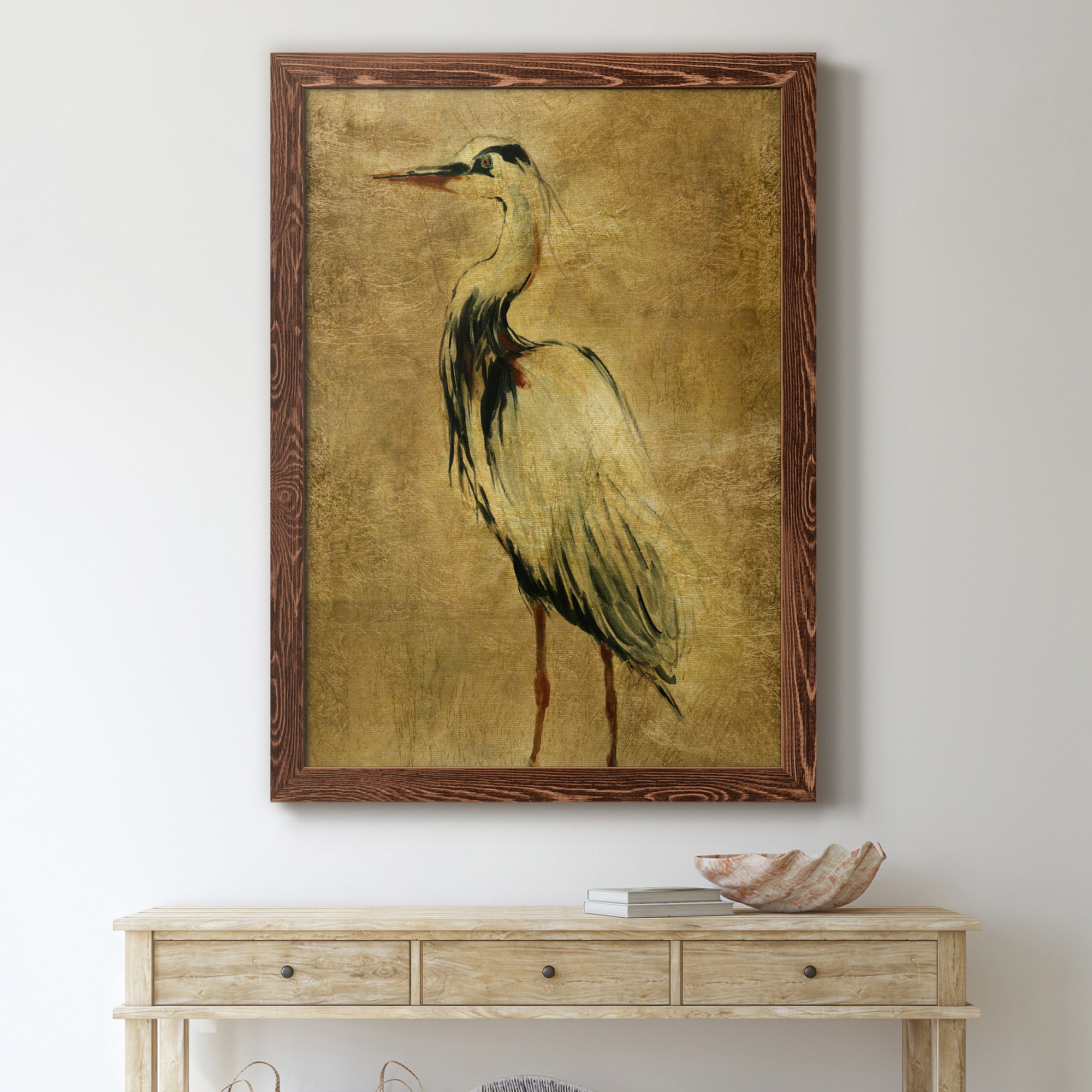 Gold Crane at Dusk II - Premium Canvas Framed in Barnwood - Ready to Hang