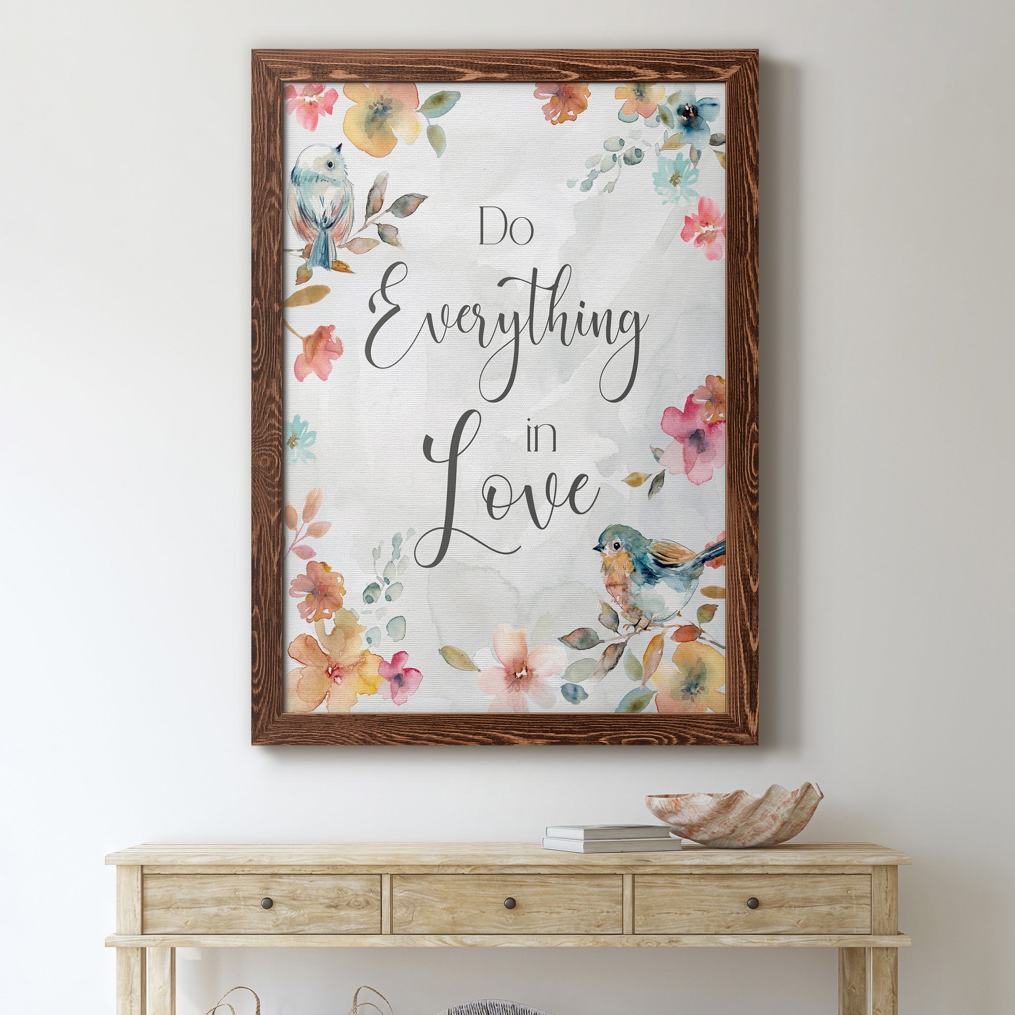 Spring Bird Love - Premium Canvas Framed in Barnwood - Ready to Hang