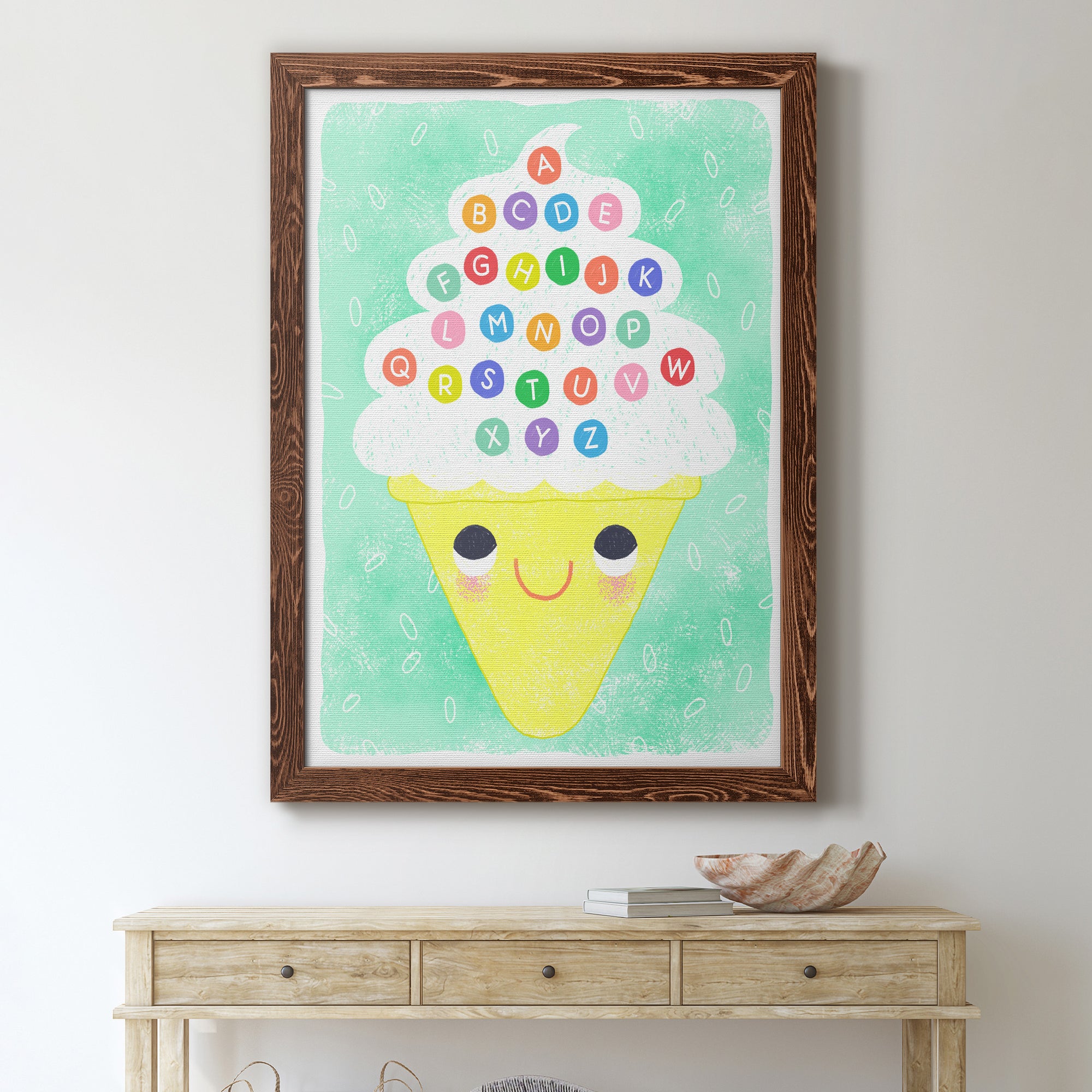 Ice Cream Alphabet - Premium Canvas Framed in Barnwood - Ready to Hang