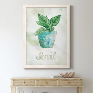 Potted Basil - Premium Canvas Framed in Barnwood - Ready to Hang