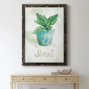 Potted Basil - Premium Canvas Framed in Barnwood - Ready to Hang