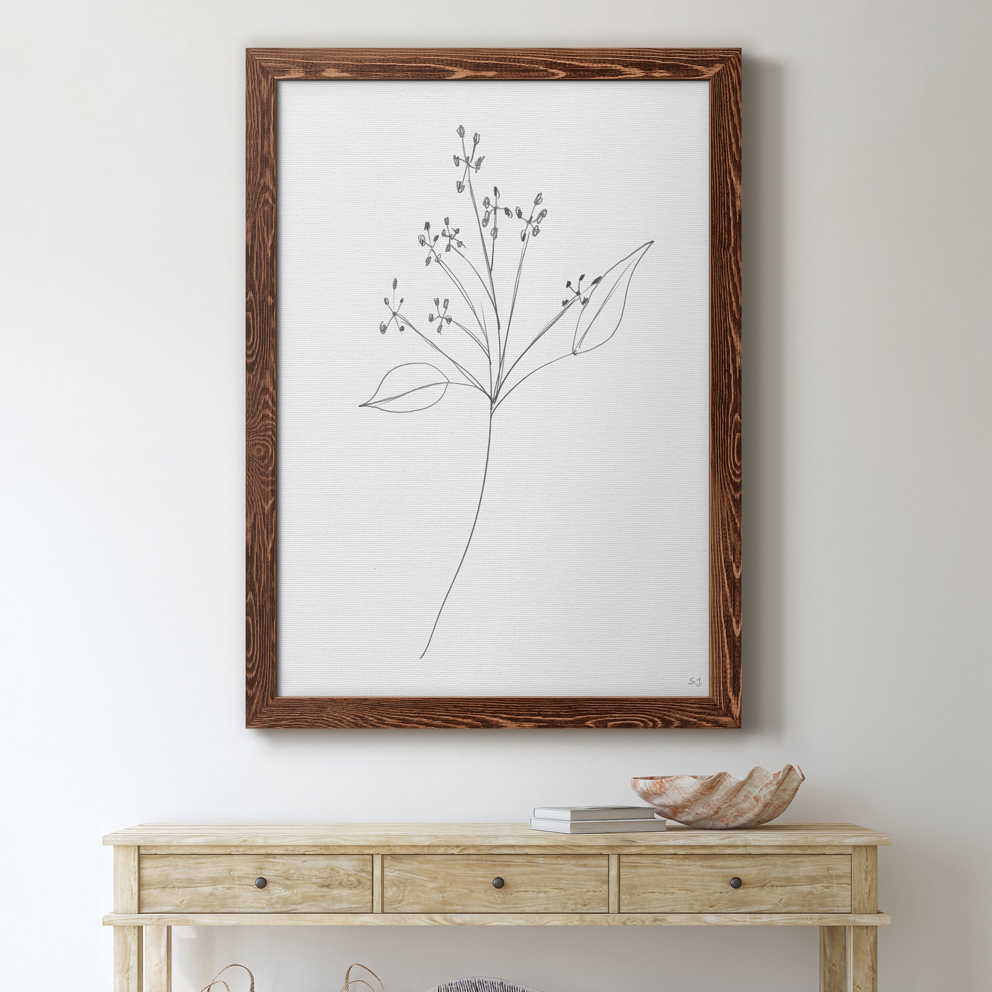 Botanical Gesture V - Premium Canvas Framed in Barnwood - Ready to Hang