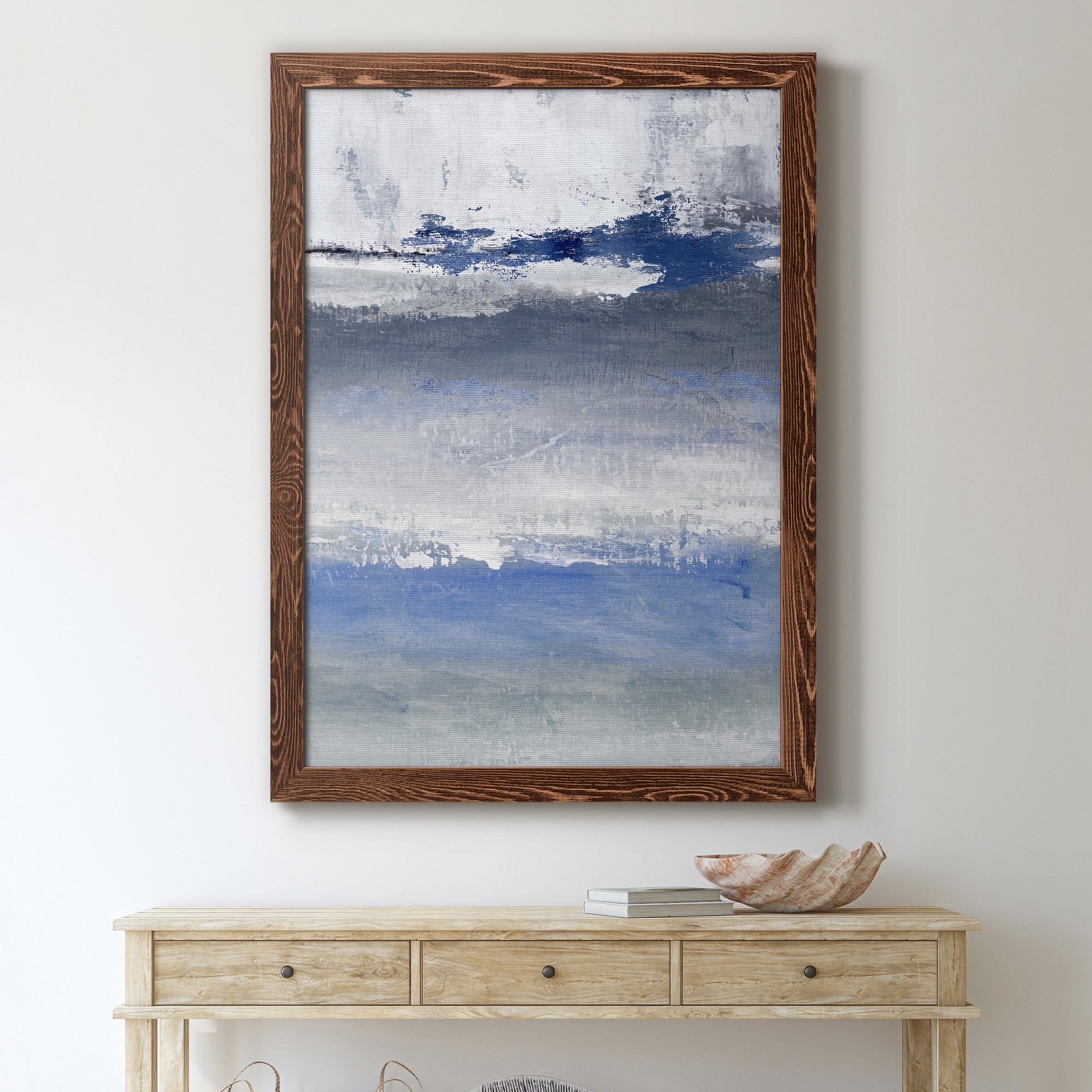 Soft Solace Indigo - Premium Canvas Framed in Barnwood - Ready to Hang