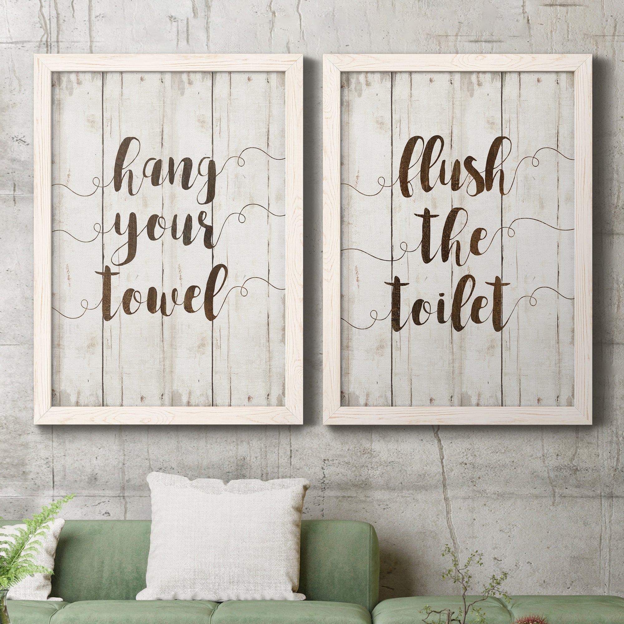 Hang Your Towel- Premium Framed Canvas in Barnwood - Ready to Hang