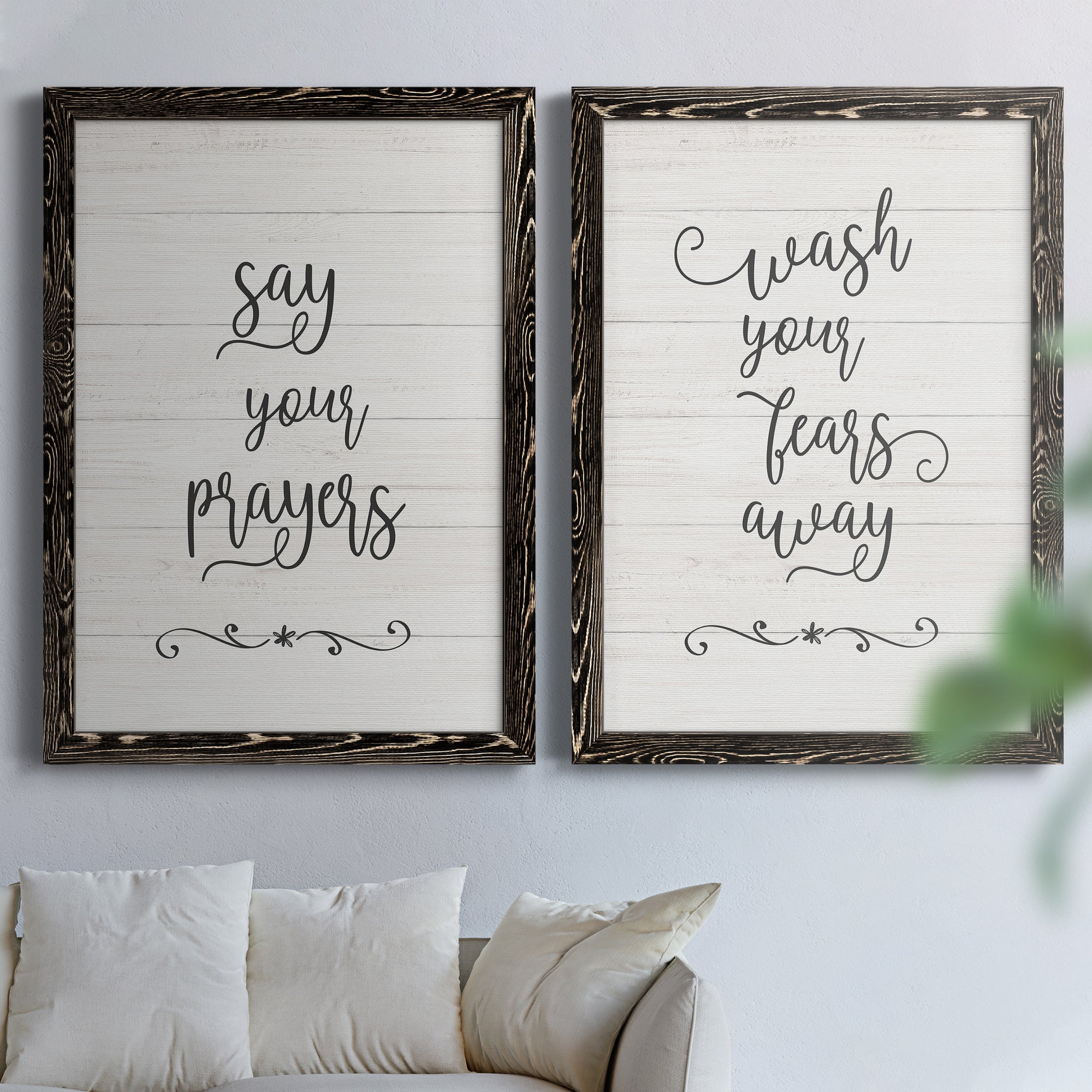 Say Your Prayers- Premium Framed Canvas in Barnwood - Ready to Hang