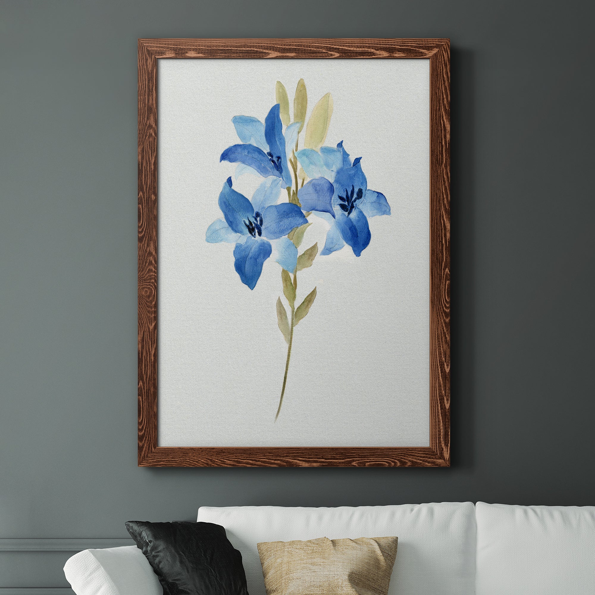 Blue Blossom Botanical III - Premium Canvas Framed in Barnwood - Ready to Hang