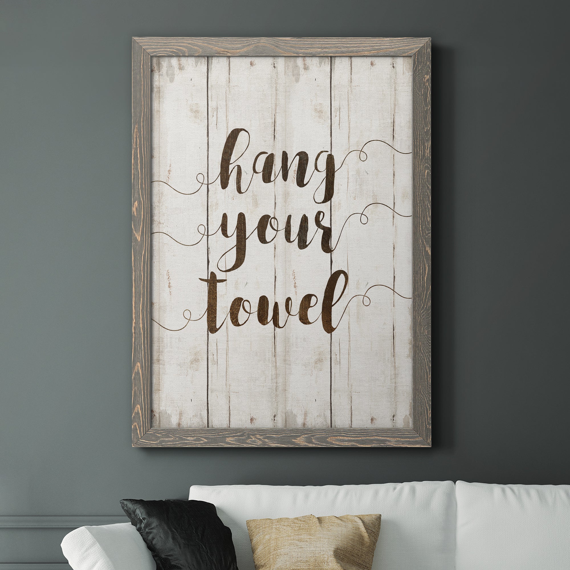 Hang Your Towel - Premium Canvas Framed in Barnwood - Ready to Hang