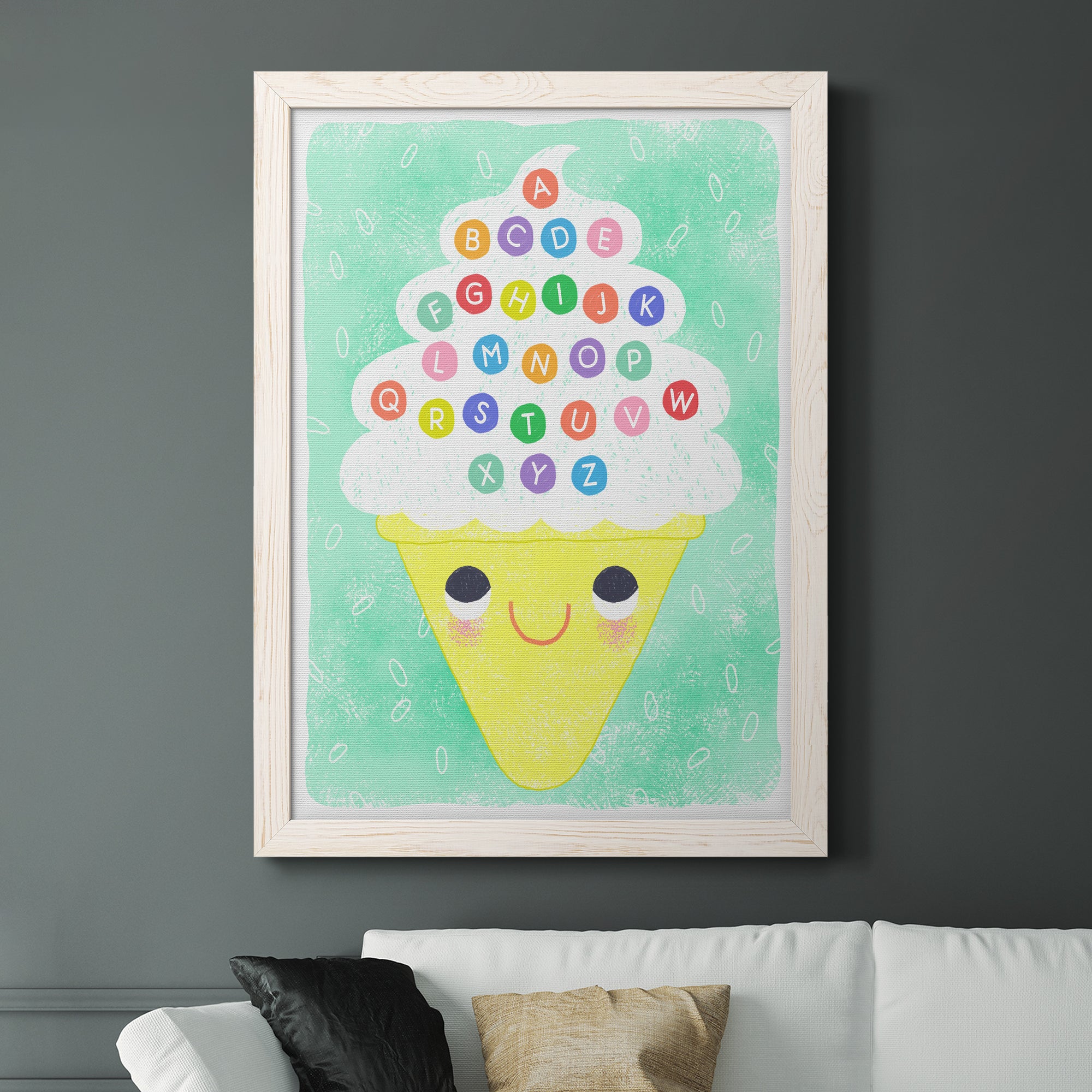 Ice Cream Alphabet - Premium Canvas Framed in Barnwood - Ready to Hang