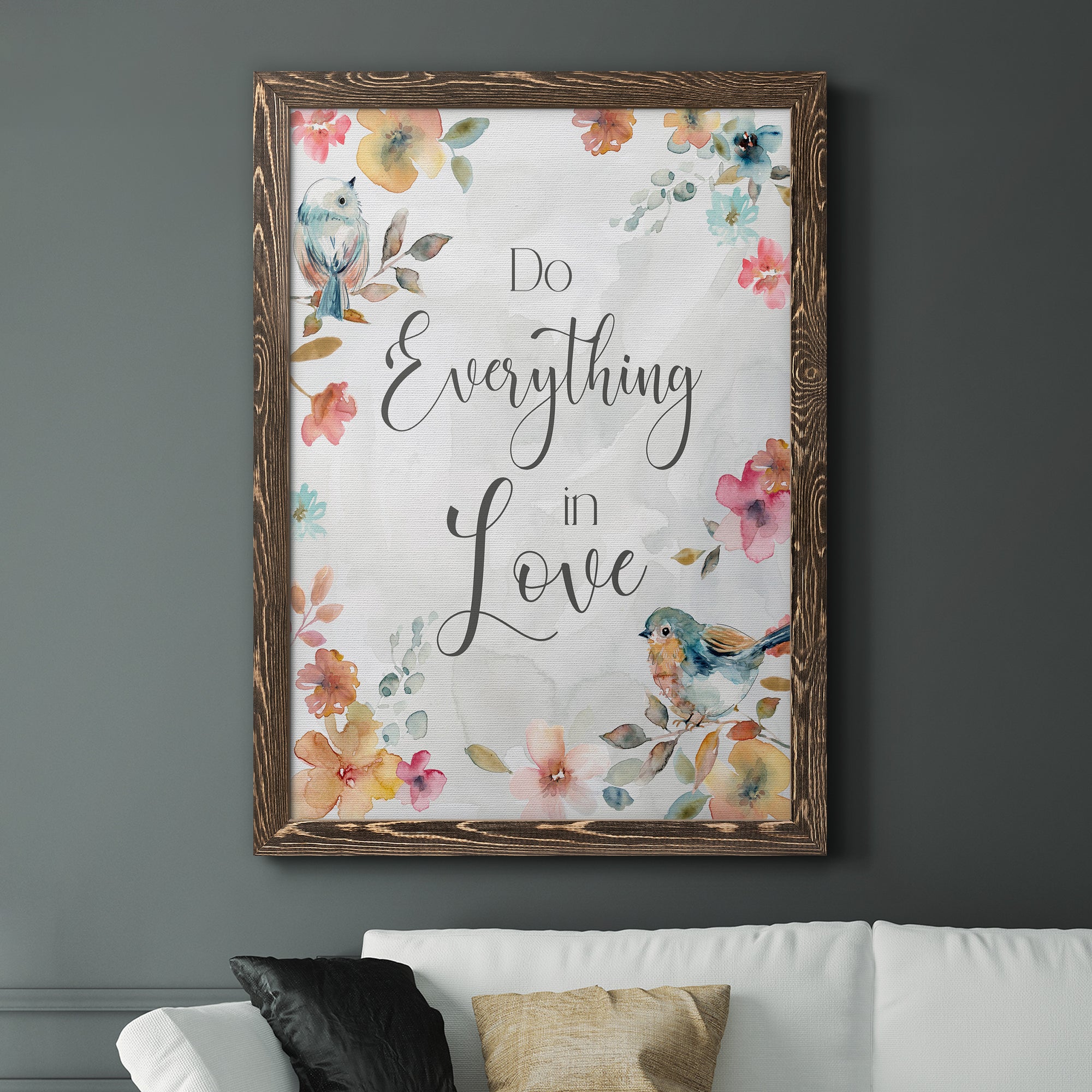 Spring Bird Love - Premium Canvas Framed in Barnwood - Ready to Hang