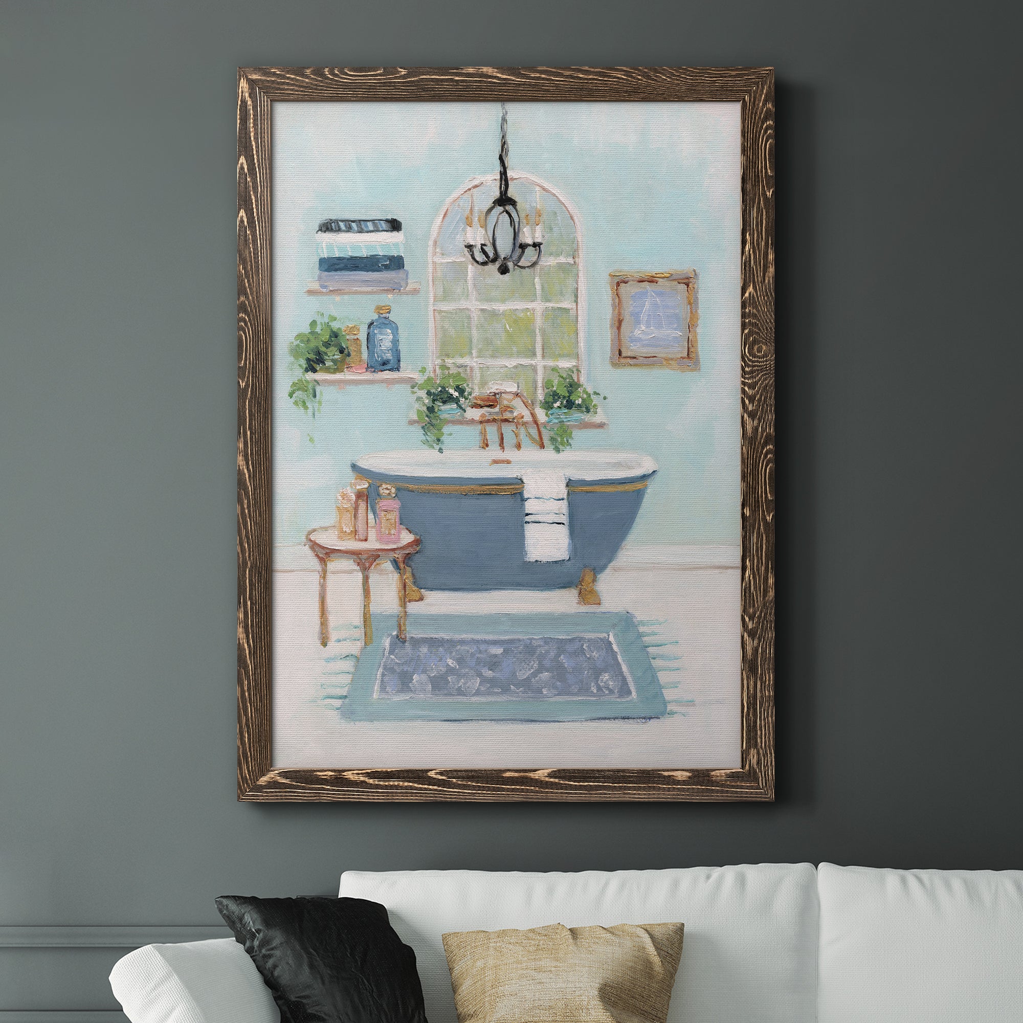 Blue Bath I - Premium Canvas Framed in Barnwood - Ready to Hang