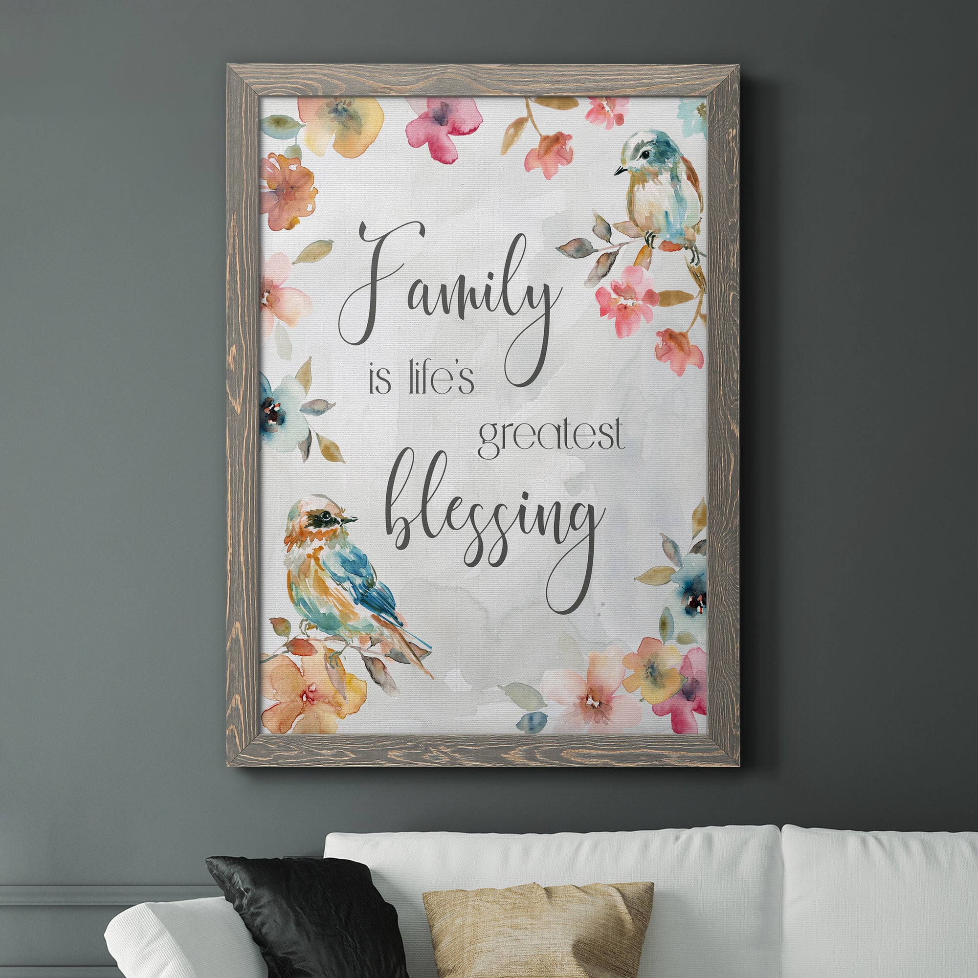 Spring Bird Blessing - Premium Canvas Framed in Barnwood - Ready to Hang