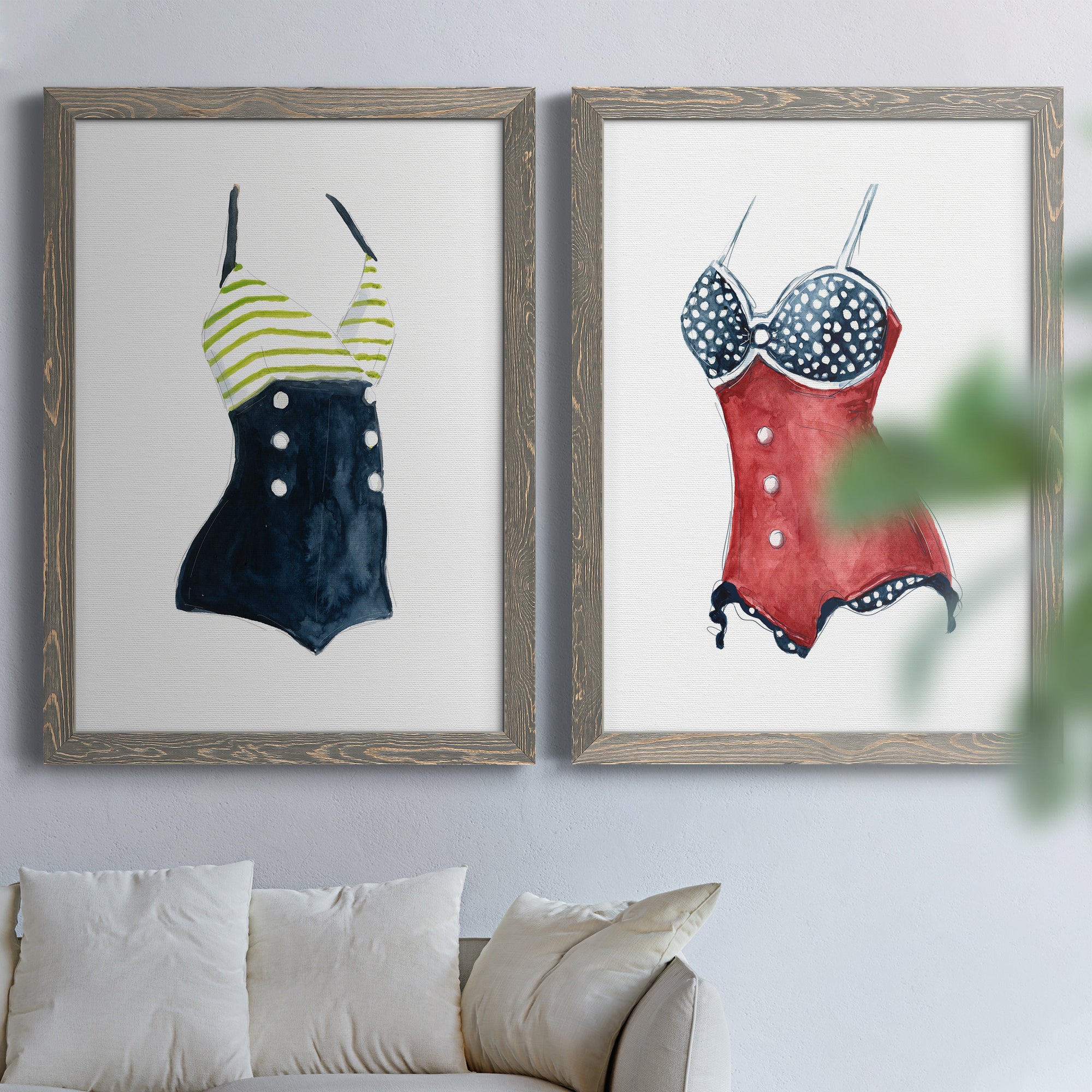 Vintage Swimwear I- Premium Framed Canvas in Barnwood - Ready to Hang