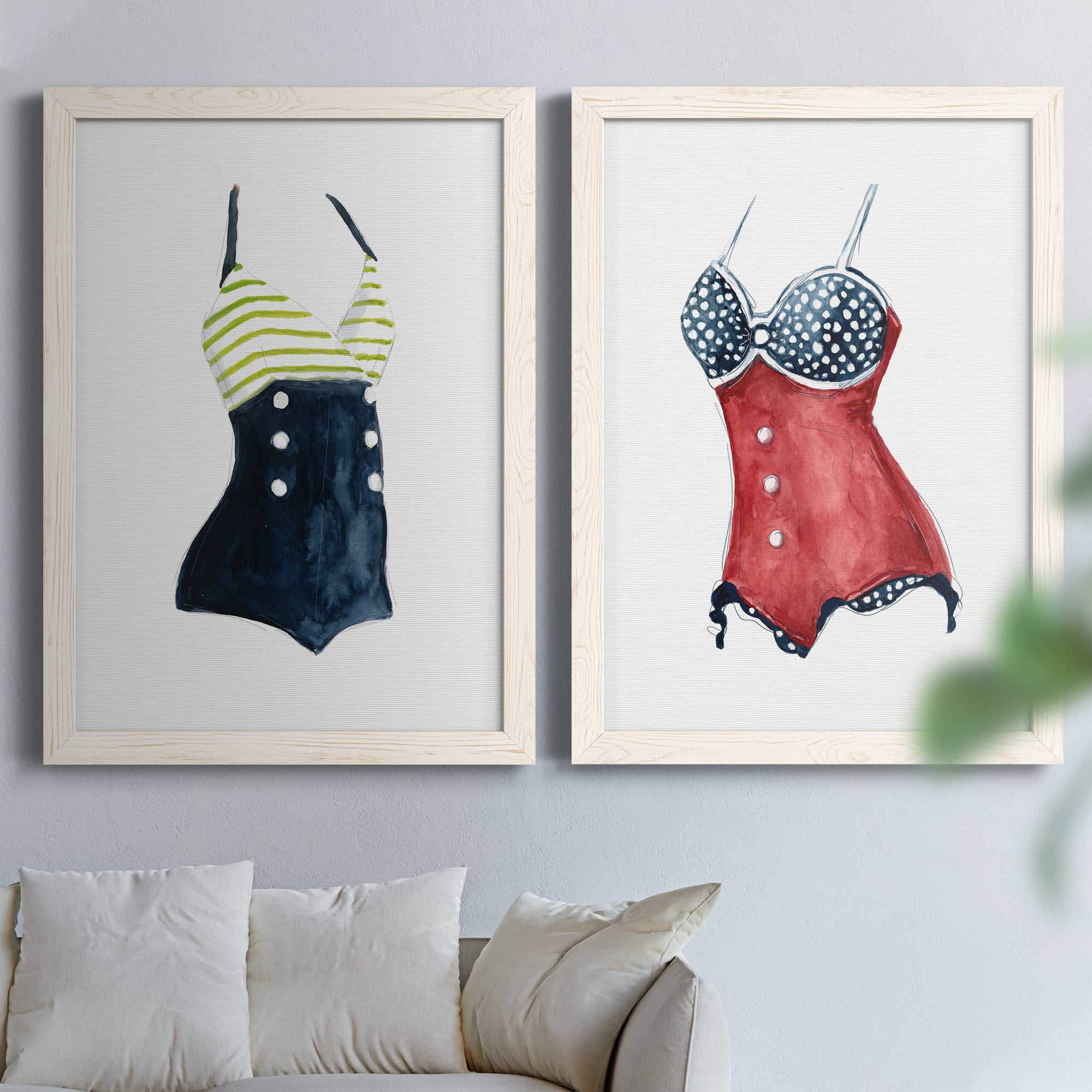 Vintage Swimwear I- Premium Framed Canvas in Barnwood - Ready to Hang