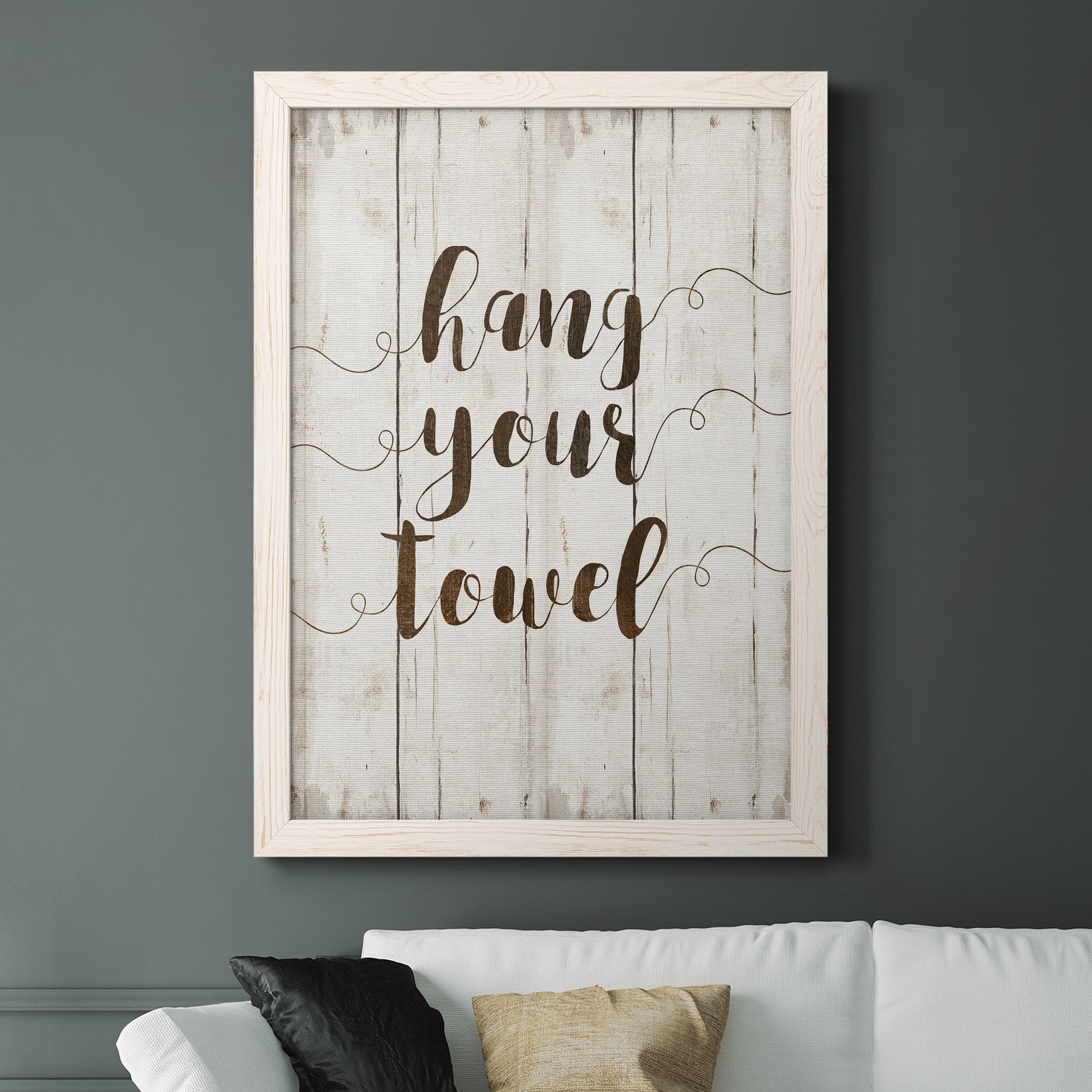 Hang Your Towel - Premium Canvas Framed in Barnwood - Ready to Hang