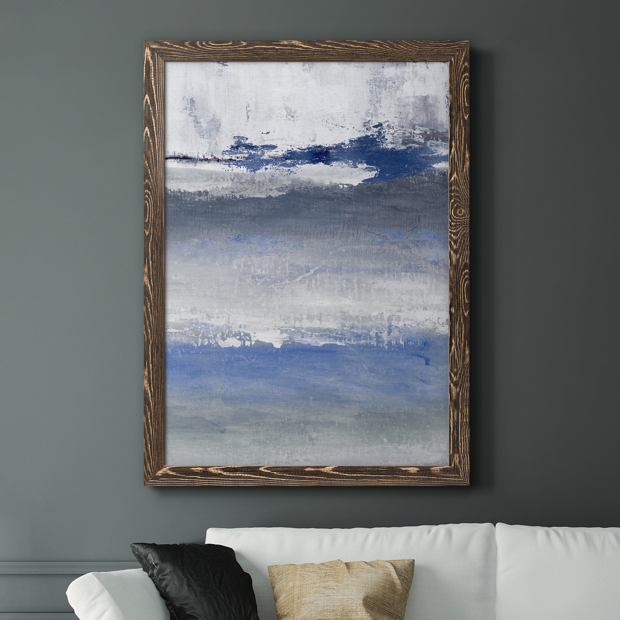 Soft Solace Indigo - Premium Canvas Framed in Barnwood - Ready to Hang