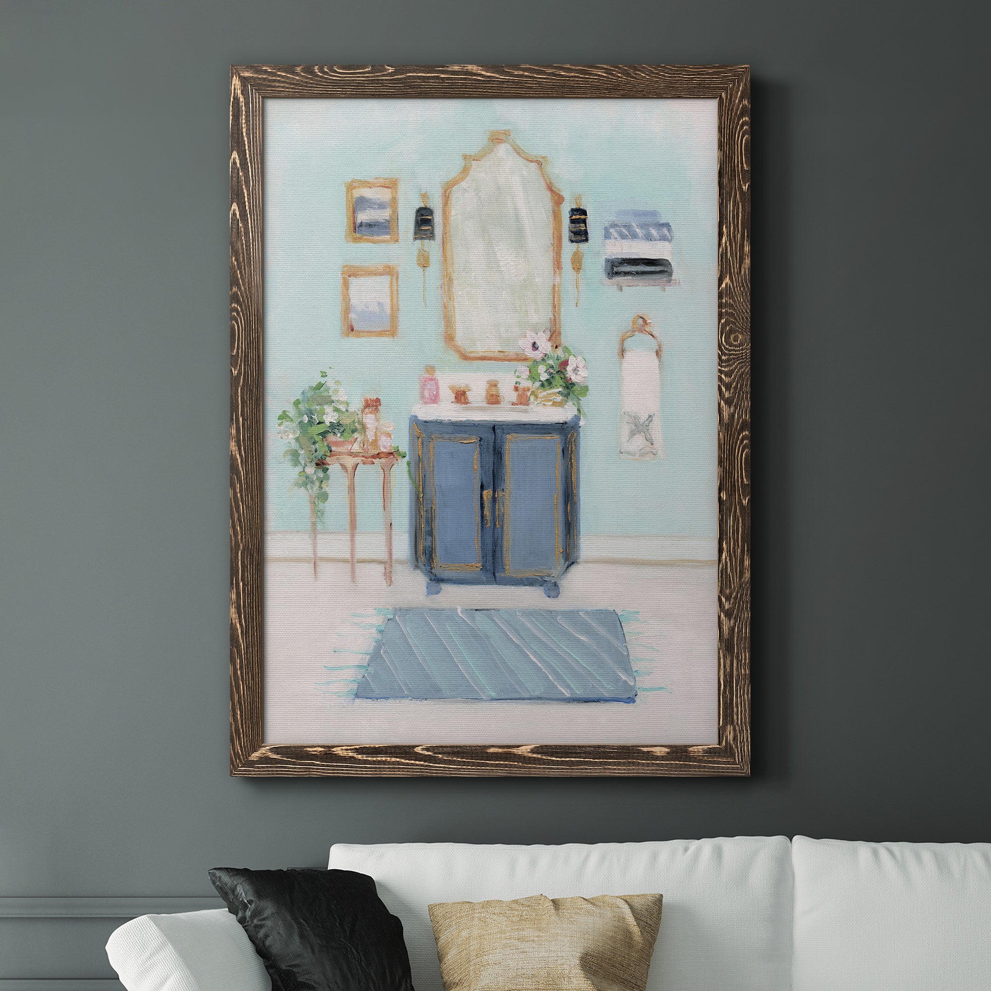 Blue Bath II - Premium Canvas Framed in Barnwood - Ready to Hang