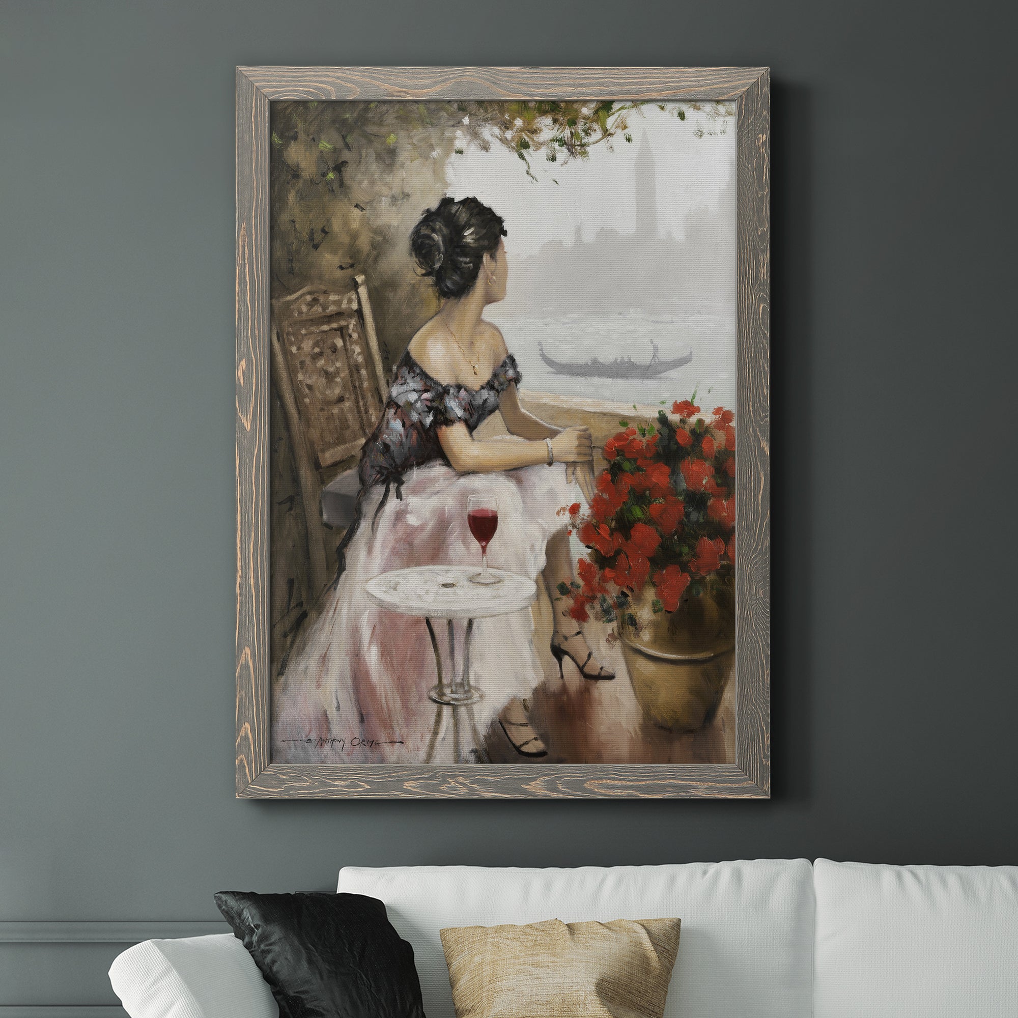 Afternoon On The Canal - Premium Canvas Framed in Barnwood - Ready to Hang