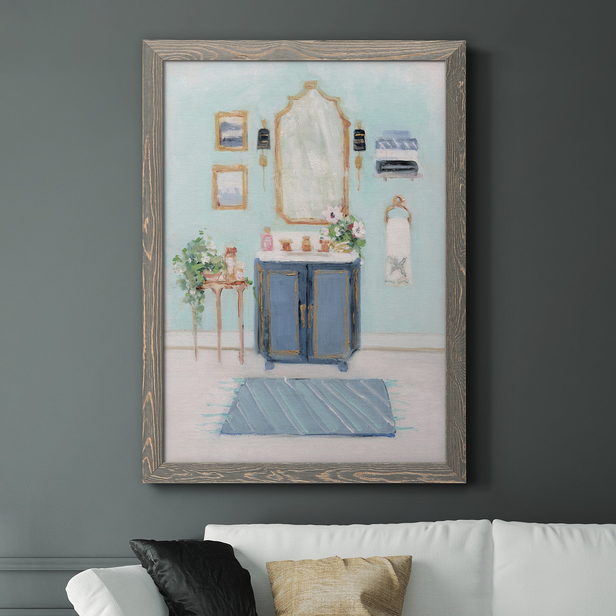 Blue Bath II - Premium Canvas Framed in Barnwood - Ready to Hang