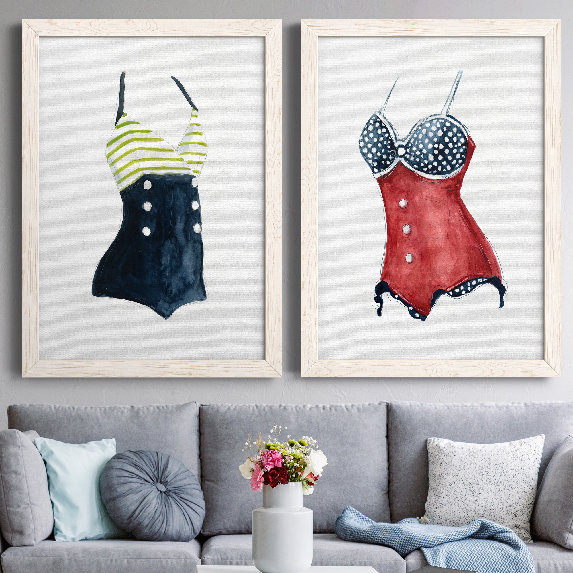 Vintage Swimwear I- Premium Framed Canvas in Barnwood - Ready to Hang