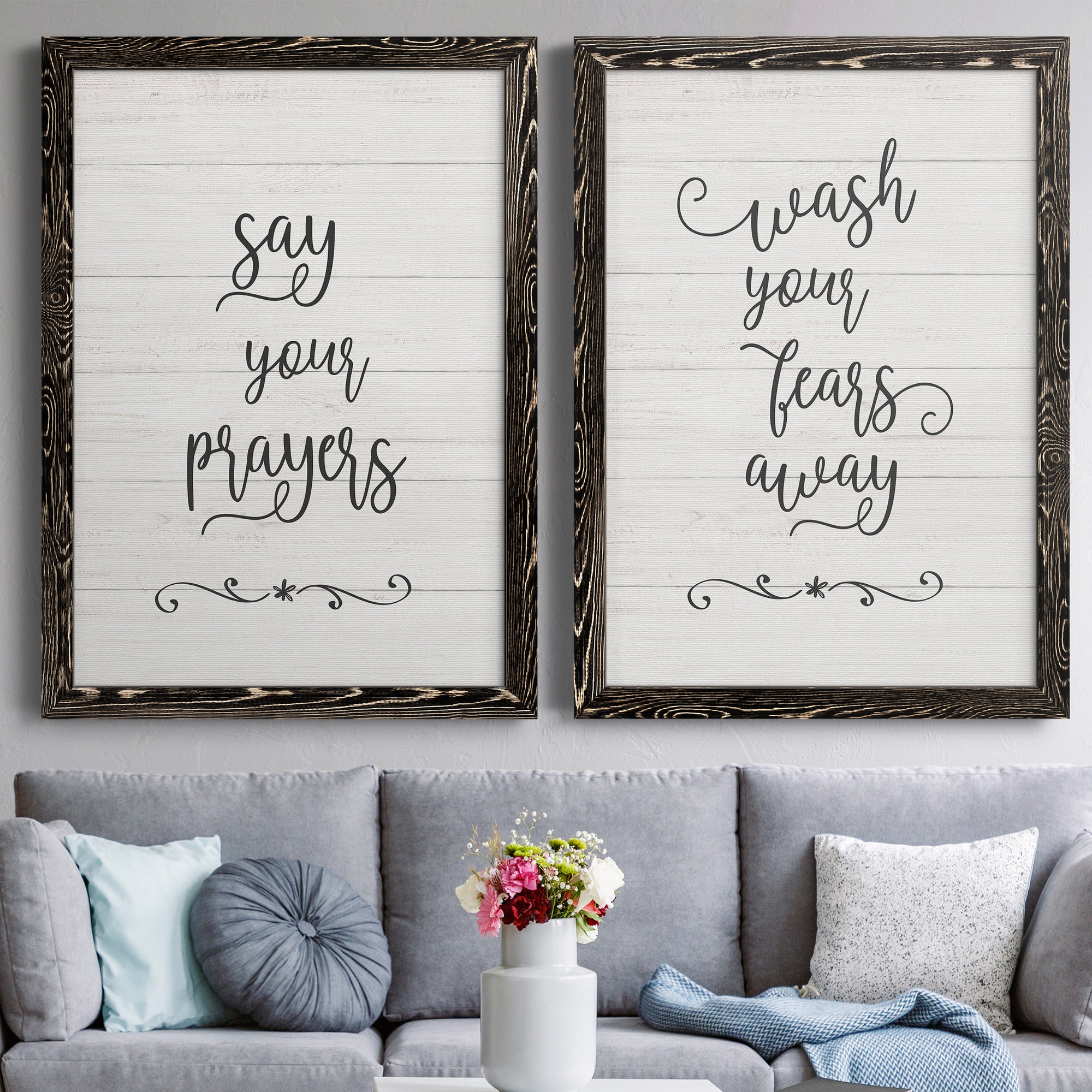 Say Your Prayers- Premium Framed Canvas in Barnwood - Ready to Hang