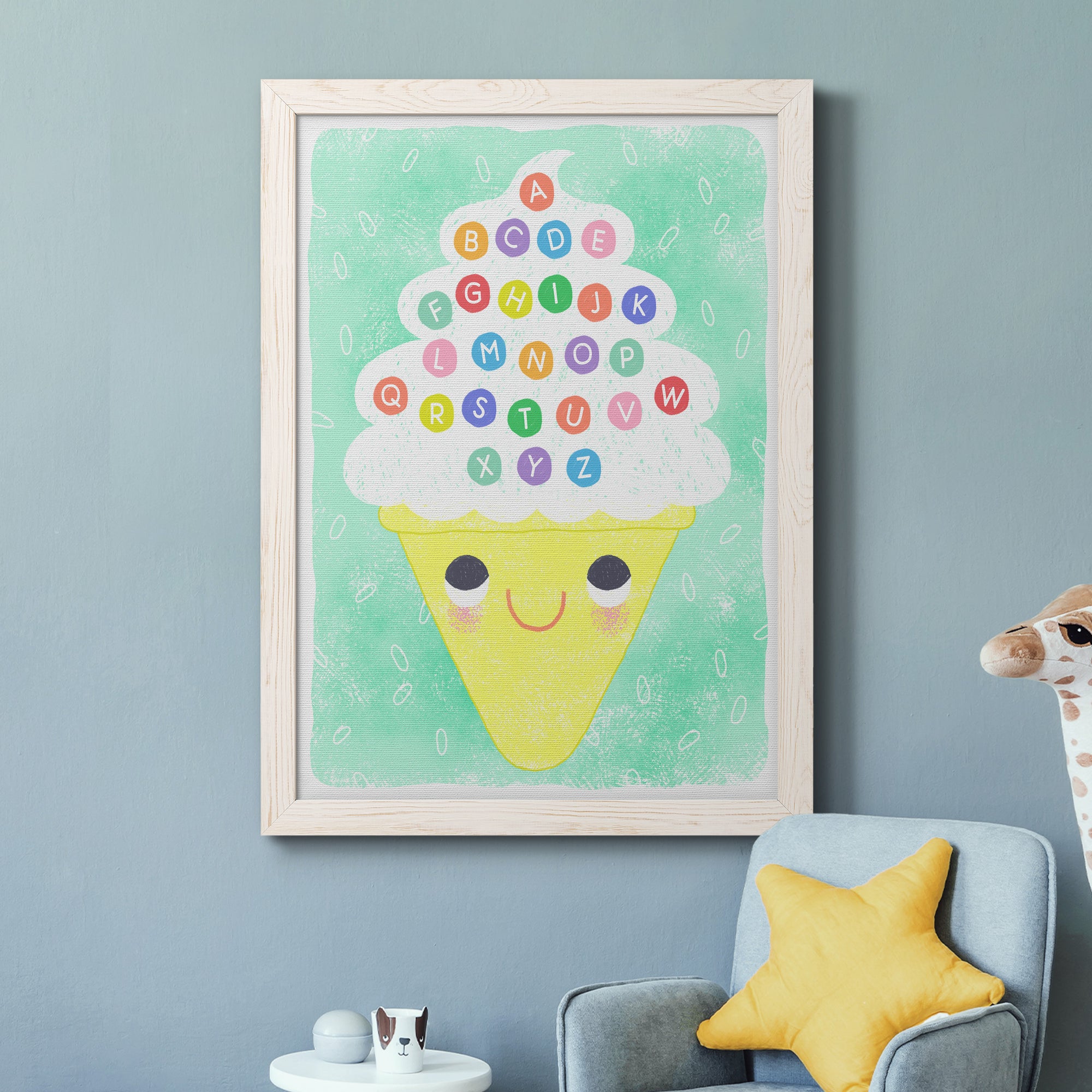 Ice Cream Alphabet - Premium Canvas Framed in Barnwood - Ready to Hang