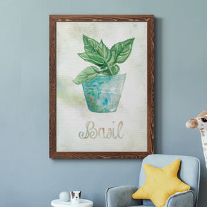 Potted Basil - Premium Canvas Framed in Barnwood - Ready to Hang