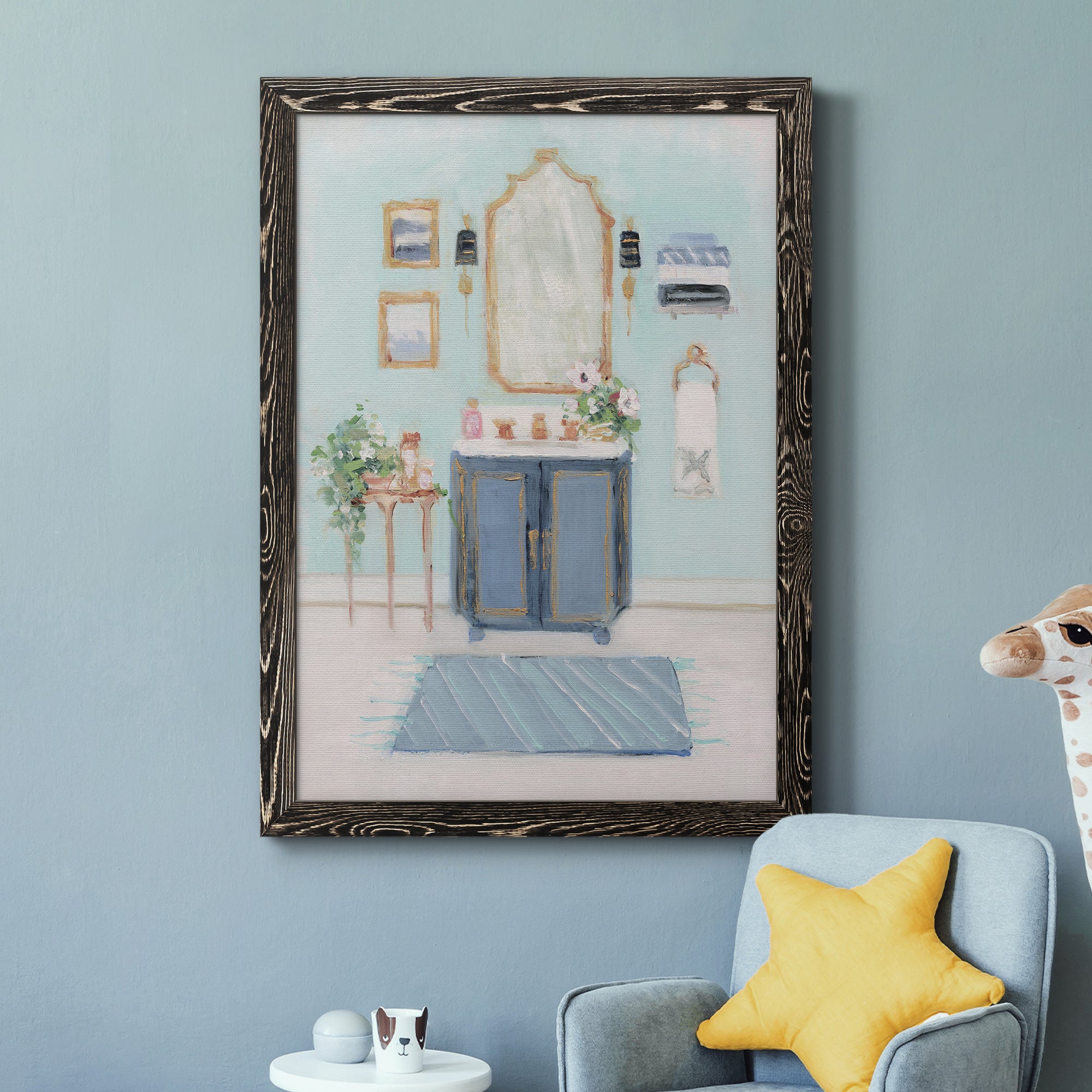 Blue Bath II - Premium Canvas Framed in Barnwood - Ready to Hang