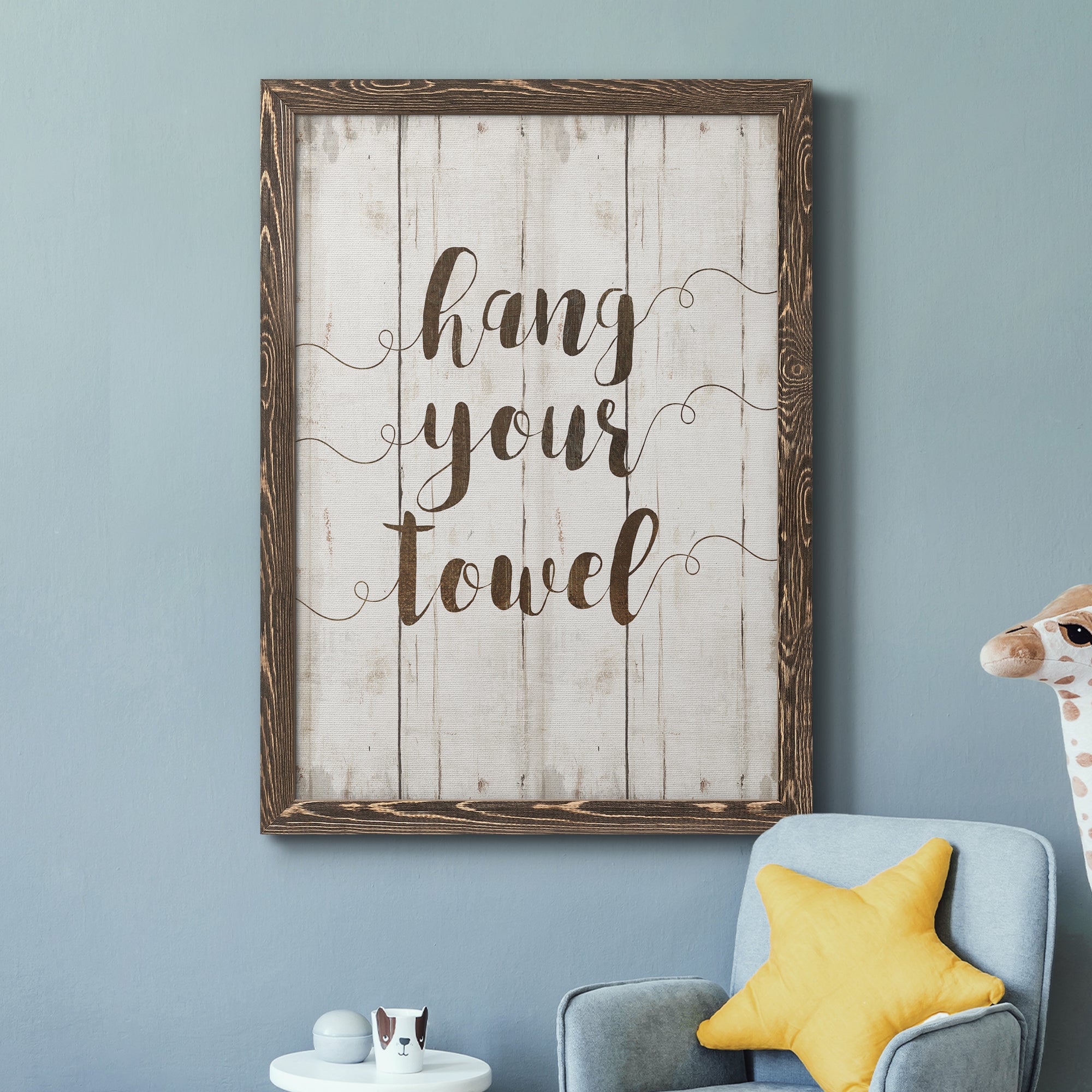 Hang Your Towel - Premium Canvas Framed in Barnwood - Ready to Hang