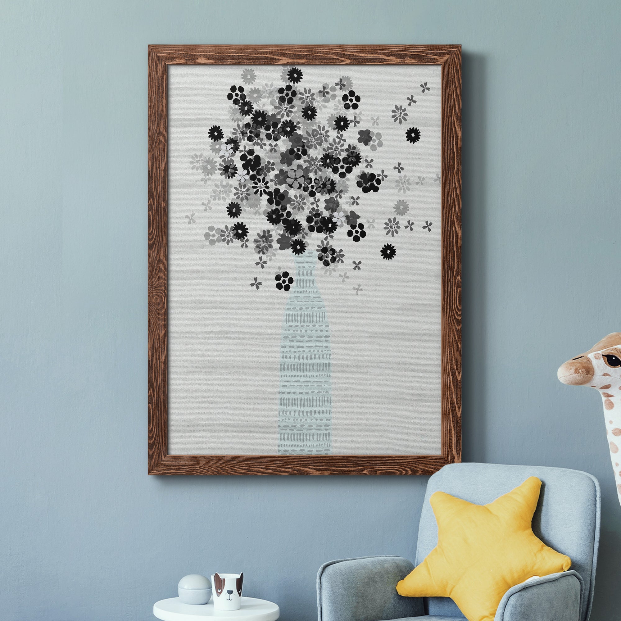 Bouquet of Black & White - Premium Canvas Framed in Barnwood - Ready to Hang
