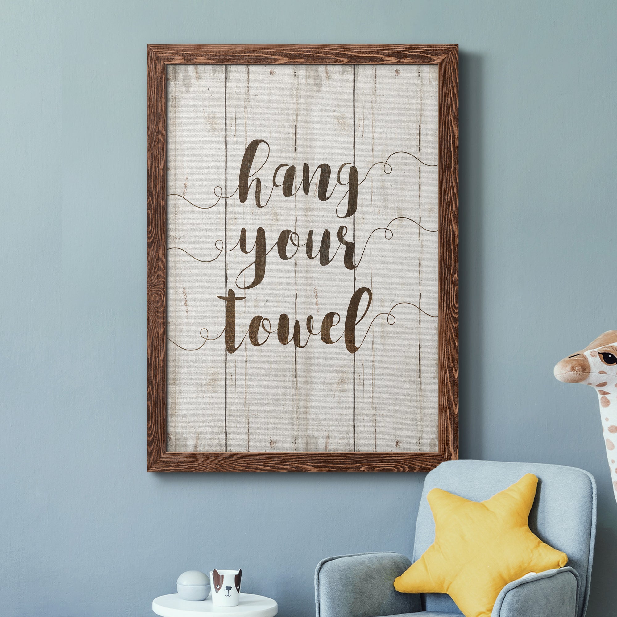 Hang Your Towel - Premium Canvas Framed in Barnwood - Ready to Hang