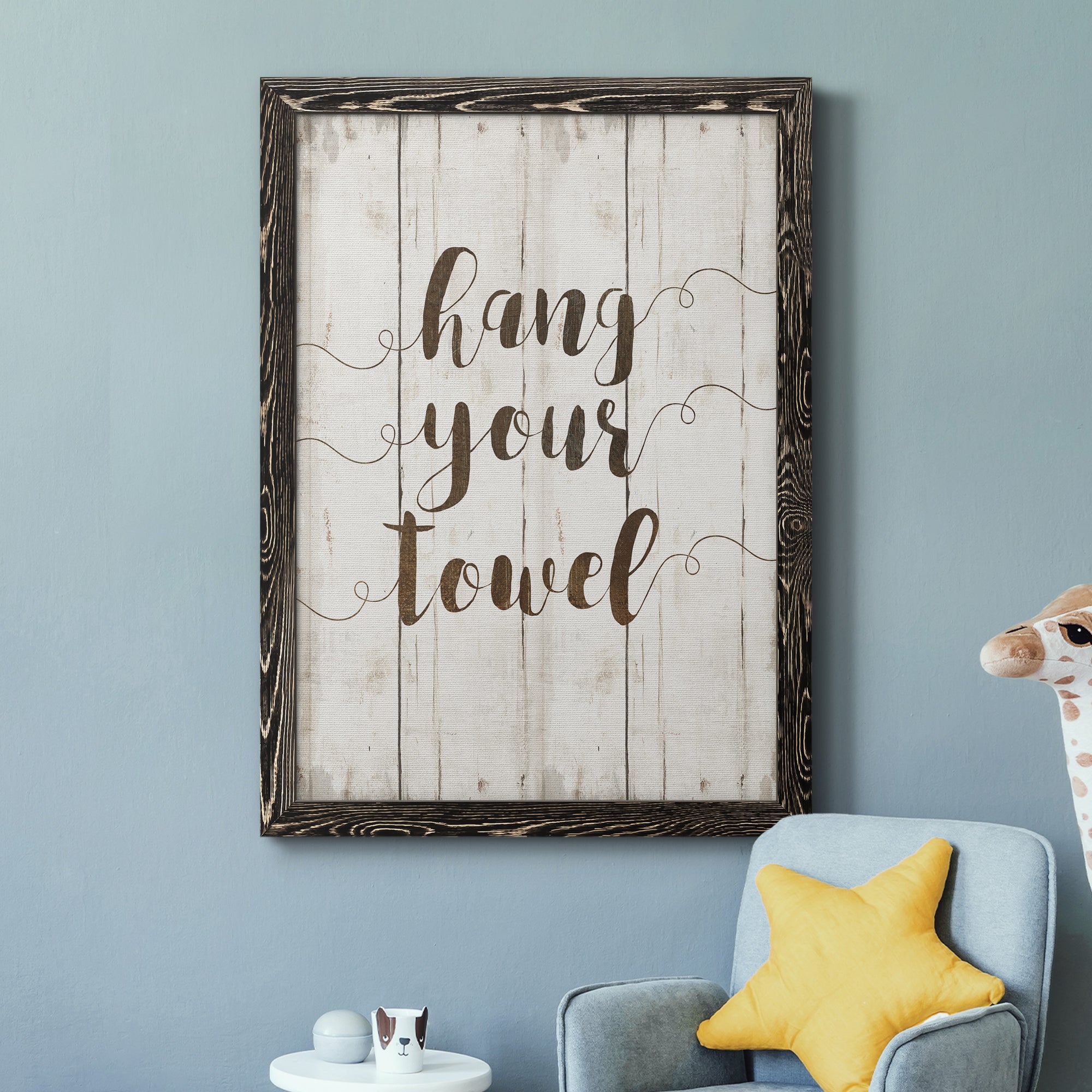 Hang Your Towel - Premium Canvas Framed in Barnwood - Ready to Hang