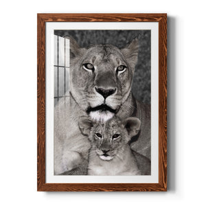 Lioness and Cub - Barnwood Framed Art Print