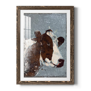 Cow On Galvanized Metal - Barnwood