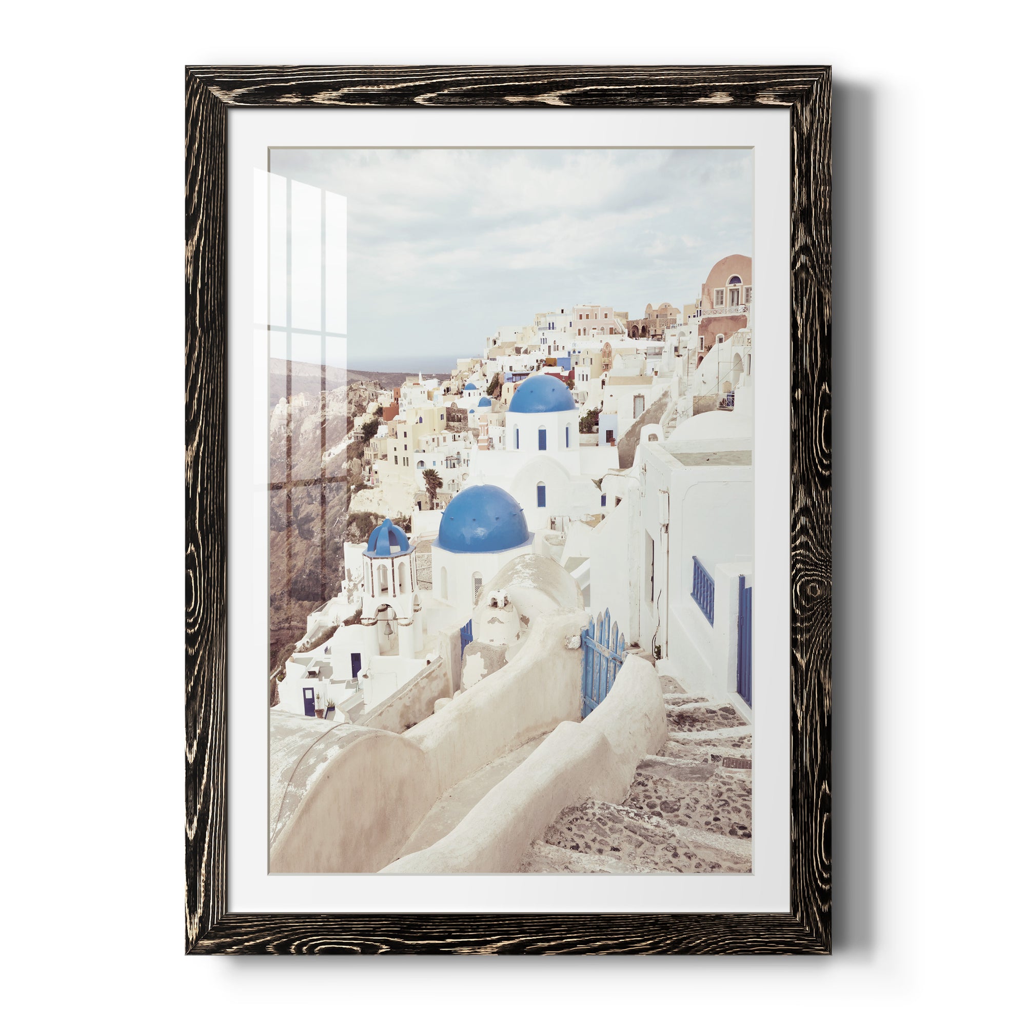 Santorini - Premium Framed Print - Distressed Barnwood Frame - Ready to Hang