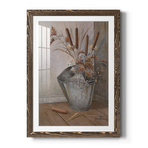 Berries & Cat Tails - Premium Framed Print - Distressed Barnwood Frame - Ready to Hang