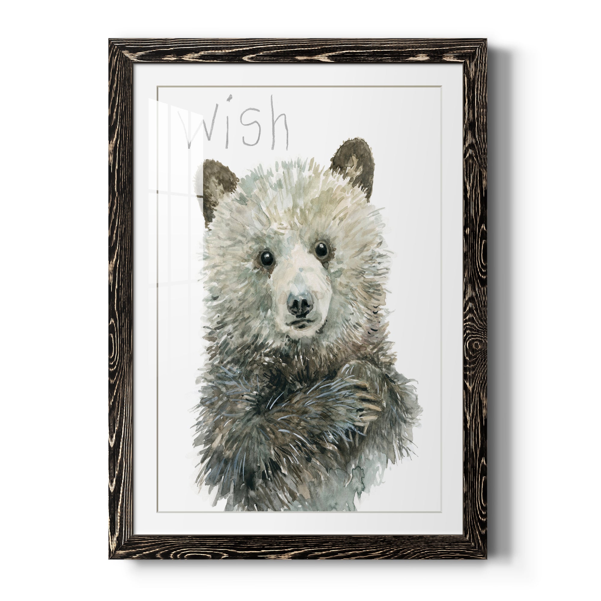 Forest Fur Baby Bear - Premium Framed Print - Distressed Barnwood Frame - Ready to Hang