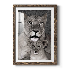 Lioness and Cub - Barnwood Framed Art Print