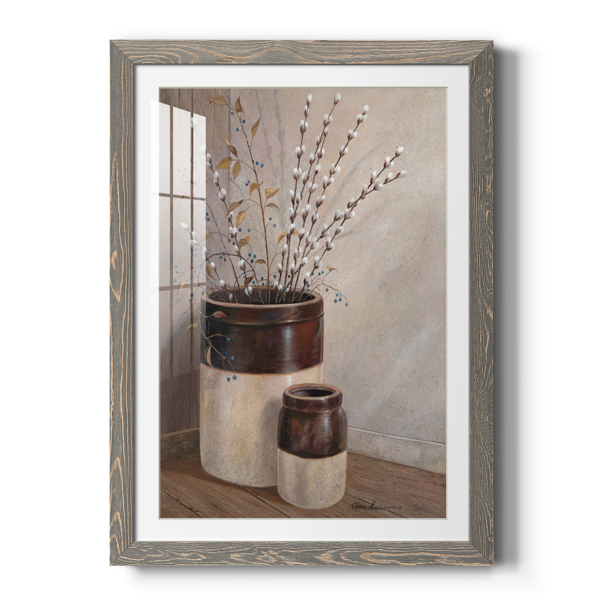 Pussywillows & Spring - Barnwood Framed Art Print