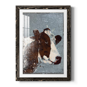 Cow On Galvanized Metal - Barnwood