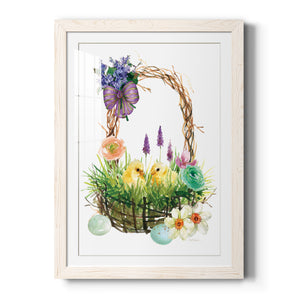 Spring Chick Basket - Barnwood Framed Art Print